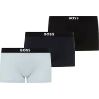 BOSS Trunk "3P Trunk ONE", Herren, Gr. L, Jersey, schwarz (open blau 460), Jersey, Obermaterial: 95% Baumwolle, 5% Elasthan, Unterhosen Trunk, mit unifarbenen Bund