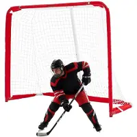 Vevor Street-Hockey-Tor 142 x 113 cm für Street- und Rollerhockey-Training, Hockeynetz mit Metallrahmen, Feldhockey-Tor für Indoor und Outdoor, Tragbares Inlinehockey-Tor für Garten Garage