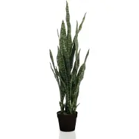 Green Boutiq Künstliche Pflanze - Sanseveria Black Coral - Weibliche Zunge - 97 cm