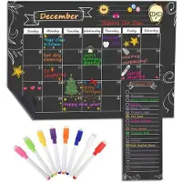 Famanu Magnetischer Monatskalender für Kühlschrank - 16"x12" Planer mit EinkaufsListe und 8 Markern