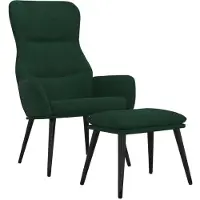 DKD Home Decor Relaxsessel mit Hocker Dunkelgrün Stoff