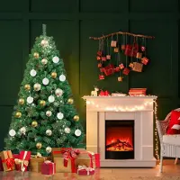 Eikuavons Künstlicher Weihnachtsbaum Tannenbaum, PVC Nadeln Metallständer & Klappsystem Christbaum Grün 210cm