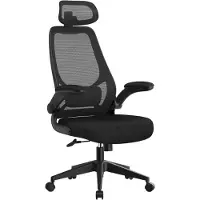 Markenlos Viviane-Schreibtischstuhl – ergonomischer Computerstuhl mit verstellbaren Armlehnen und Kopfstütze, Schaukelfunktion, atmungsaktivem Netz und Höhenverstellung, schwarz