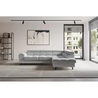 ALTDECOR Ecksofa mit Schlaffunktion und Bettkasten - LUMA-L - 272x203x70 - Hellgrau - Corner Sofa Eckcouch Couch L-Form, links/rechts angeordnet, Schlafcouch Ausziehbar Wohnlandschaft