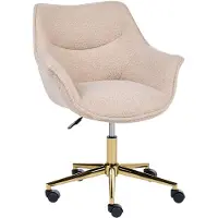 Beliani Bürostuhl Beige Bouclé Drehbar Höhenverstellbar mit Armlehnen Rollen Modernes Design für Homeoffice Bürostuhl