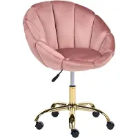 Beliani Bürostuhl Rosa Samt Höhenverstellbar Drehbar Bremsbare Rollen Muschelform ohne Armlehnen Modern Drehstuhl Büro Arbeitszimmer