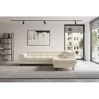 ALTDECOR Ecksofa mit Schlaffunktion und Bettkasten - LUMA-L - 272x203x70 - Creme - Corner Sofa Eckcouch Couch L-Form, links/rechts angeordnet, Schlafcouch Ausziehbar Wohnlandschaft