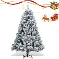Jayseuw künstlicher Weihnachtsbaum 180cm (Ø ca. 115 cm) mit 860 Spitzen und Schnellaufbau Klapp-System, schwer entflammbar, mit Schnee