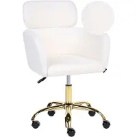 Beliani Bürostuhl Weiß Bouclé Höhenverstellbar Drehbar Modernes Design Homeoffice Schreibtischstuhl
