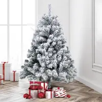 Izrielar 120cm Künstlicher Weihnachtsbaum mit Schnee inkl. 340 Spitzen PVC Nadeln, Metallständer, Tannenbaum, Christbaum