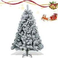 Peviasot 180cm Künstlicher Weihnachtsbaum mit Schnee, inkl. Metallfuß mit 860 Spitzen PVC Nadeln, Christbaum Tannenbaum PVC, Weiß