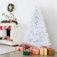 Vigevee Künstlicher Weihnachtsbaum Tannenbaum, PVC Nadeln Metallständer & Klappsystem Christbaum Weiß 210cm