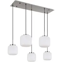 Globo Lighting LED Hängeleuchte KLADORA, Metall, Glas, Silber, 5-flammig, E27, opal