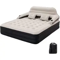 Markenlos Kingsize-Luftmatratze mit Kopfteil und Kissen
