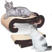 Famanu Katzenkratzbaum 2 in 1 - nachhaltige Katzenkratzfläche mit Katzenminze - 55 x 22 x 19 cm & 44 x 22 x 135 cm