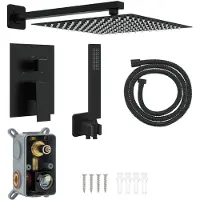 vidaXL Verborgenes Duschsystem (Quadrat) Schwarz Edelstahl 201