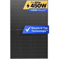 Solakon Solarmodul 450W Bifazial Glas-Glas N-Type – Black Frame PV Modul 40V für Balkonkraftwerk (1 Stück)