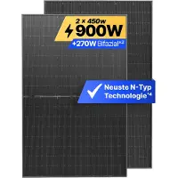 Solakon Solarmodul 450W Bifazial Glas-Glas N-Type – Black Frame PV Modul 40V für Balkonkraftwerk (2 Stück)