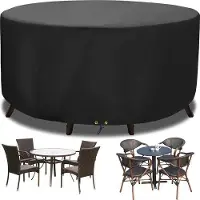 Famanu Schutzhülle Runder Gartentisch - 420D Oxford Stoff - Wetterfest - Ø 250 x 90 cm