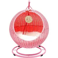 StarTech.com Katzen Schaukelbett - Hängesessel für Katzen - Handgeflochtenes Polyrattan - Mit Kratzmatte und Kühlmatte - Für Wohnungskatzen bis 7,5 kg - Freistehend 66 cm hoch - Pink