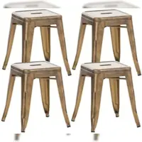 DELUKE Hocker FULDA 4er Set 40x40x46cm Metall Gold Küchenhocker Esszimmerhocker Stapelhocker