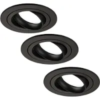 LEDVION 3er Set LED Einbaustrahler Rund Schwarz 3W dimmbar Kaltweiss