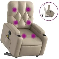 vidaXL Massagesessel mit Aufstehhilfe Cappuccino-Braun Kunstleder