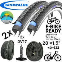 Schwalbe 2x Marathon Plus 28" x 1,5" (40-622) Reifen, Schläuche DV 17 Set