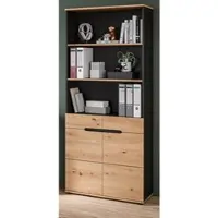 Inn.Furn AKTENSCHRANK Eiche Artisan, Grau 80 x 190 cm, Büroschrank mit Soft-Close