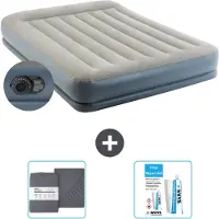 Intex Luftbett - 2 Personen - 152 x 203 x 30 cm - Grau - Inklusive Pumpe - Spannbettuch en Reperaturset