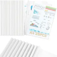 OEM CC ODDHOME 20 Stück A4-Klemmschienen, Rückenbreite 10 mm, A4-Klemmmappe mit einer Kapazität von 90 Blatt, A4-Klemmmappe für Büro, Schule, Akten, Dokumente und Organisation, weiß