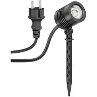 Ledscom.de Kleiner LED Gartenstrahler mit Erdspieß TARL für außen, IP65, Stecker, schwarz, 4,1 W, 351lm, kaltweiß