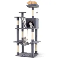 Northix Katzenbaum 158 cm mit Hängematte und Kratzstämmen, Dunkelgrau