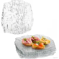 MamboCat 6er Set St Tropez Speiseteller Glas 28x28cm quadratisch Essteller groß Platte