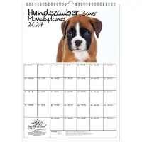Seelenzauber GmbH Hundezauber Boxer Planer DIN A3 Kalender für 2027 Welpen und Hunde - Set-Inhalt: 1x Kalender 1x Weihnachtsanhänger 1x Grußanhänger (gesamt 3 Teile)