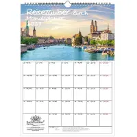 Seelenzauber GmbH Reisezauber Zürich Planer DIN A3 Kalender für 2027 Schweiz Berge Urlaub - Set-Inhalt: 1x Kalender 1x Weihnachtsanhänger 1x Grußanhänger (gesamt 3 Teile)