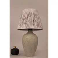 Opviq , Hochwertige Tischlampe mit Keramikkörper, Grau, 45 cm hoch, E27 Fassung (max. 40 W), Metall-/Rafia-Kappe, IP20, ideal für rustikale und moderne Wohnräume.