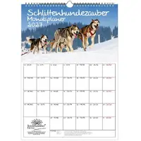 Seelenzauber GmbH Schlittenhundezauber Planer DIN A3 Kalender für 2027 Welpen und Hunde - Geschenkset Inhalt: 1x Kalender, 1x Weihnachtsanhänger (insgesamt 2 Teile)