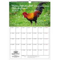 Seelenzauber GmbH Hünchenzauber Hühner und Hähne Planer DIN A3 Kalender für 2027 Vogel - Geschenkset Inhalt: 1x Kalender 1x Weihnachtsanhänger 1x Grußanhänger (3 Teile)