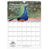 Seelenzauber GmbH Pfauenzauber Planer DIN A3 Kalender für 2027 Vogel - Geschenkset Inhalt: 1x Kalender 1x Weihnachtsanhänger 1x Grußanhänger (gesamt 3 Teile)