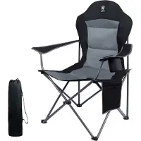 OEM Übergroßer, gepolsterter, faltbarer Campingstuhl – zusammenklappbares Stahlgestell – Stuhl mit hoher Rückenlehne – mit Getränkehalter – Seitentasche – hohe Belastbarkeit – 136 kg (Z'wart-1)