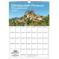 Seelenzauber GmbH Reisezauber Provence Planer DIN A3 Kalender für 2027 Urlaub Frankreich - Gset-Inhalt: 1x Kalender 1x Weihnachtsanhänger 1x Grußanhänger (gesamt 3 Teile)