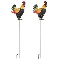 Globo Lighting 2x LED Außenleuchte, Hahn, Braun, Metall, Dämmerungssensor, H 100 cm