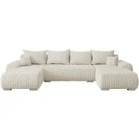 Mirjan 24 Ecksofa Ubo U mit Bettkasten und Schlaffunktion, Seite universal, Rückenlehne in Form beweglicher Kissen (Farbe: Ambience 02)