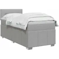 vidaXL Boxspringbett mit Matratze Hellgrau 80 x 200 cm Stoff