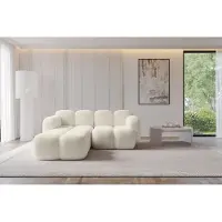 ALTDECOR Ecksofa - Miko-L1 - 214x205x75 - Beige Corner Sofa Eckcouch Couch L-Form, links angeordnet