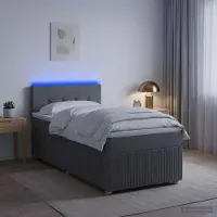 vidaXL Boxspringbett mit Matratze Dunkelgrau 90 x 190 cm Stoff