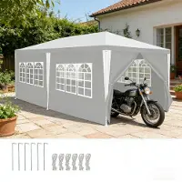 Eikuavons Pavillon 3x6m Partyzelt mit stabilem Metallrahmen wasserdichtes Gartenzelt für bis zu 3 Personen Weiß