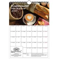 Seelenzauber GmbH Kaffeezauber Planer DIN A4 Kalender für 2027 Kaffee Cappuccino - Geschenkset Inhalt: 1x Kalender 1x Weihnachtsanhänger 1x Grußanhänger (gesamt 3 Teile)