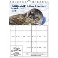 Seelenzauber GmbH Tierkinder Robben und Seelöwen Planer DIN A4 Kalender für 2027 - Geschenkset Inhalt: 1x Kalender 1x Weihnachtsanhänger 1x Grußanhänger (gesamt 3 Teile)